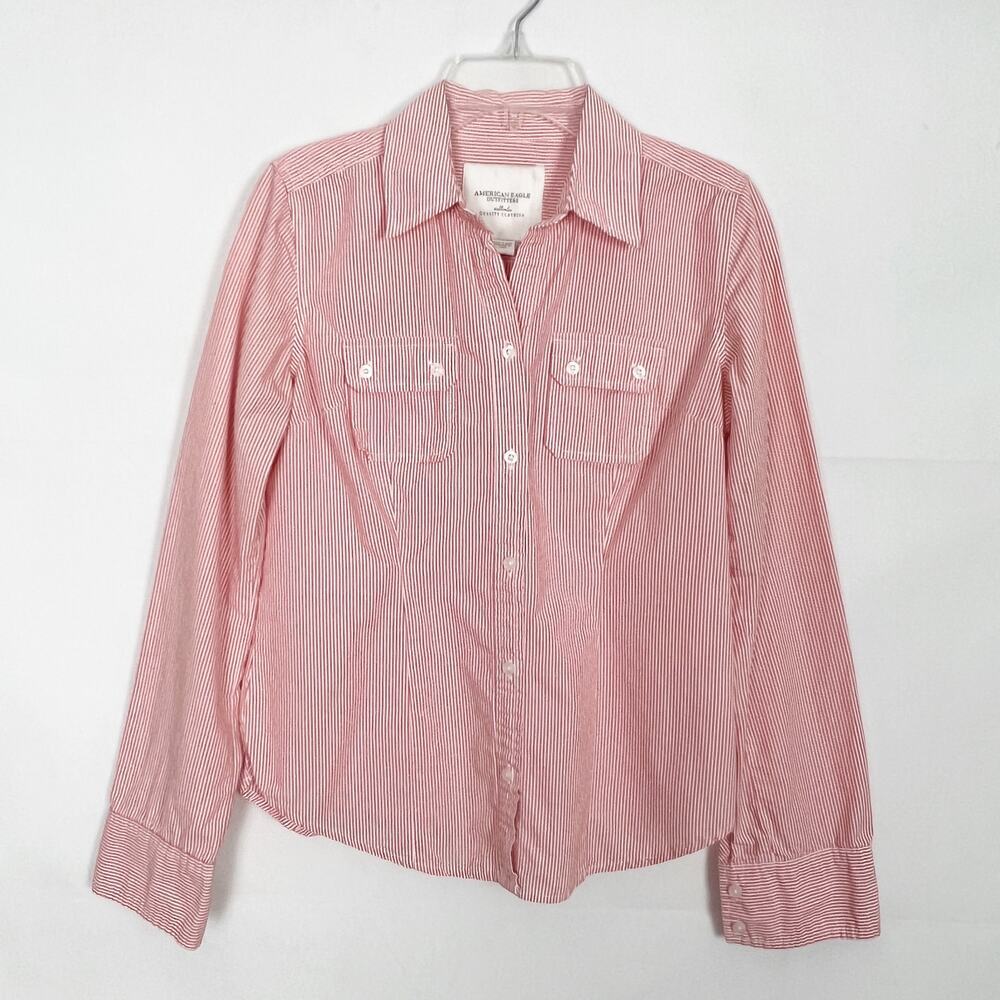 American Eagle Women's Striped Button Down Shirt Size Small